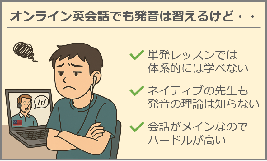 オンライン英会話で発音を学ぶことは難しいことを説明